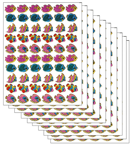 10ER Vorteilsangebot Fische Tiere Aufkleber Sticker metallic Glitzer Effekt für Kinder Basteln Kindergarten Geburtstag 10 Bogen 151