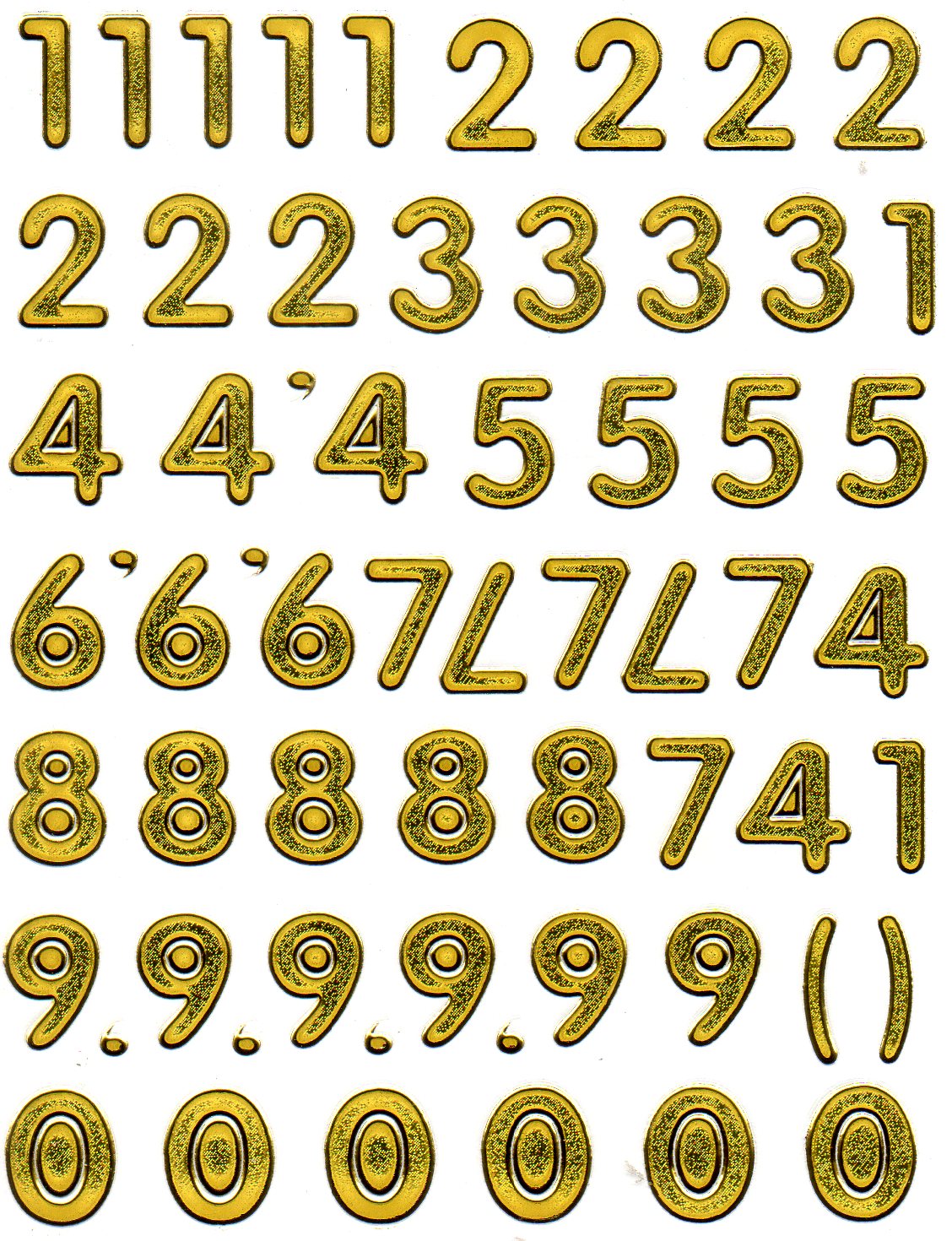 Numéros numéros or 123 hauteur 20 mm autocollant autocollant métallisé effet paillettes école bureau dossier enfants artisanat maternelle 1 feuille 170