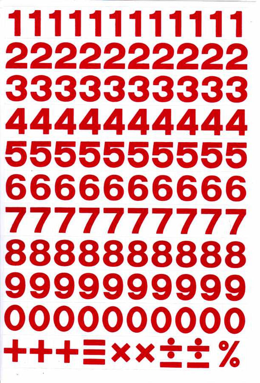 Zahlen Nummern 123 rot 17 mm hoch Aufkleber Sticker für Büro Ordner Kinder Basteln Kindergarten Geburtstag 1 Bogen 176