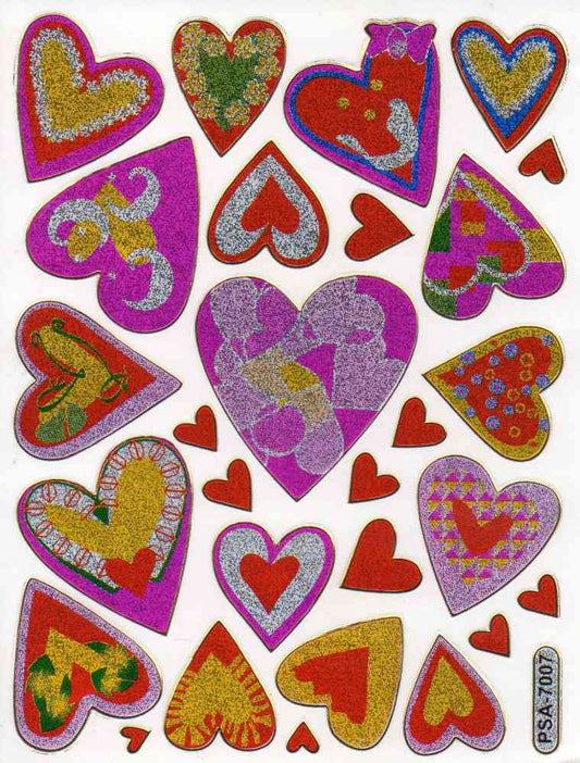 Heart hearts colorful love sticker metallic glitter effect for children crafts kindergarten birthday 1 sheet 187