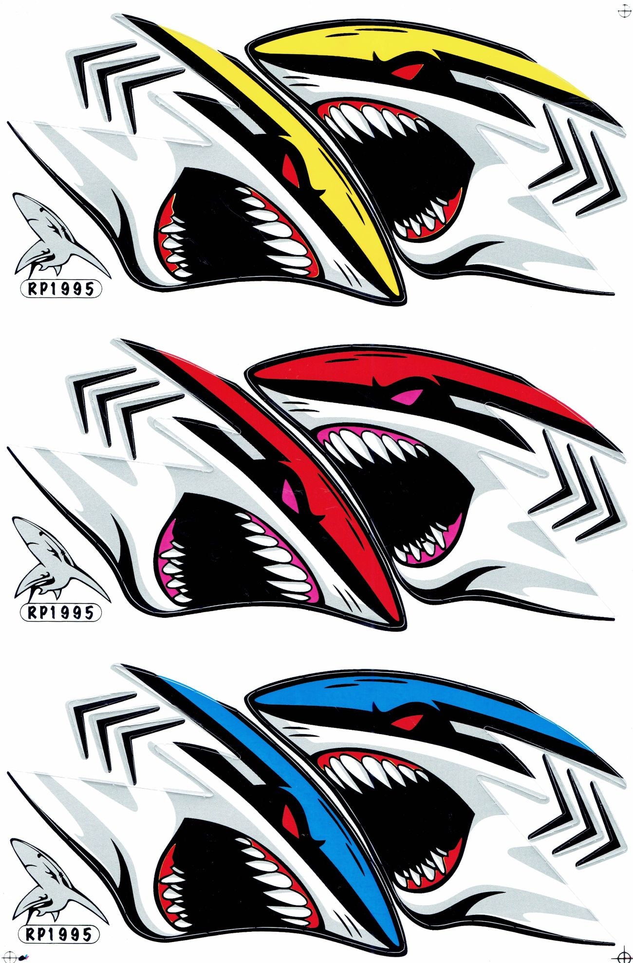 Requin coloré autocollant moto scooter skateboard voiture tuning modèle bâtiment auto-adhésif 202