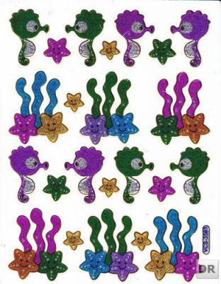 Autocollants Hippocampe Métallisé Scintillant – Autocollants Monde Sous-marin Coloré avec Coraux & Motifs Marins