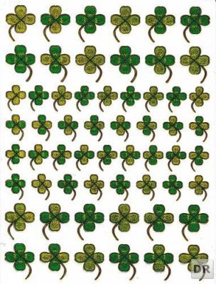 Kleeblätter Klee Glücksbringer Glück bunt Aufkleber Sticker metallic Glitzer Effekt Kinder Basteln Kindergarten 1 Bogen 215