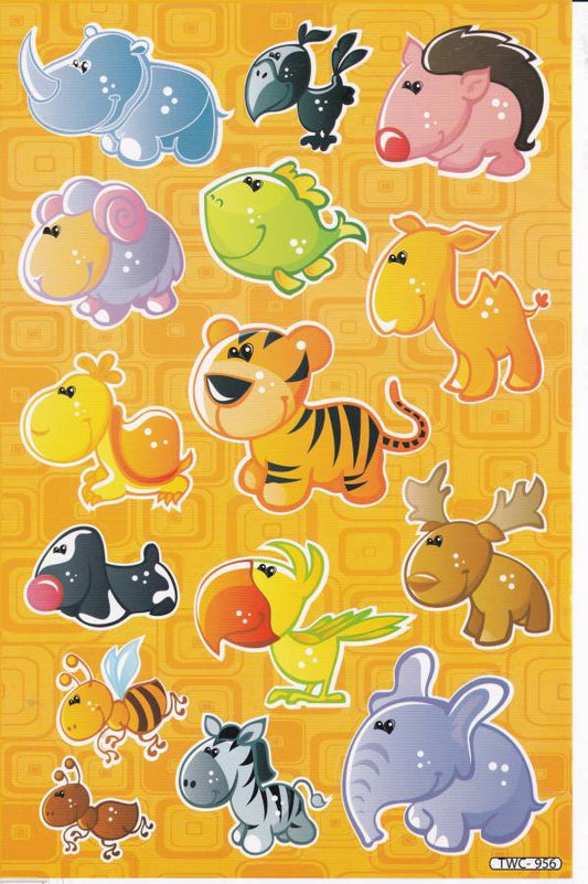 Fisch Igel Elefant Tiger Tiere Aufkleber Sticker für Kinder Basteln Kindergarten Geburtstag 1 Bogen 243