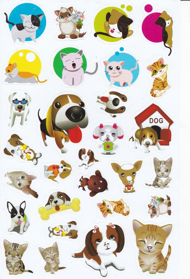 Chien chiens mâle chiot animaux autocollants pour enfants artisanat maternelle anniversaire 1 feuille 246