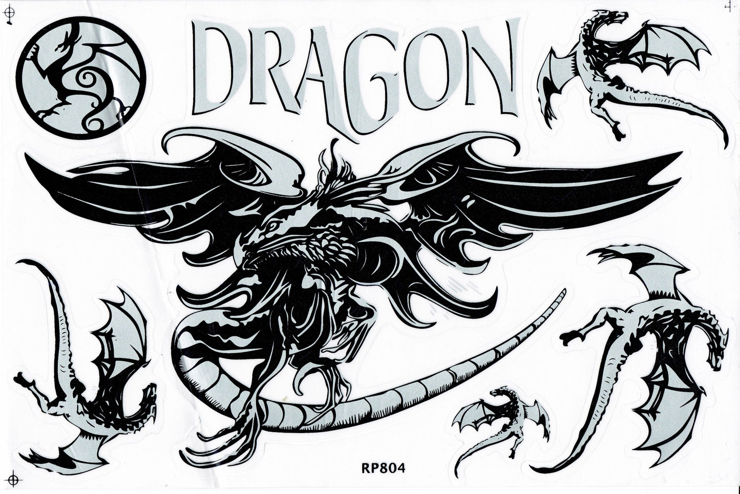 Dragon serpent gris autocollant moto scooter skateboard voiture tuning autocollant 270