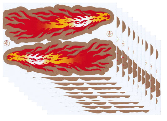 10ER SPAR PACK Flammen Feuer orange Aufkleber Sticker Motorrad Roller Skateboard Auto Tuning Modellbau selbstklebend 274