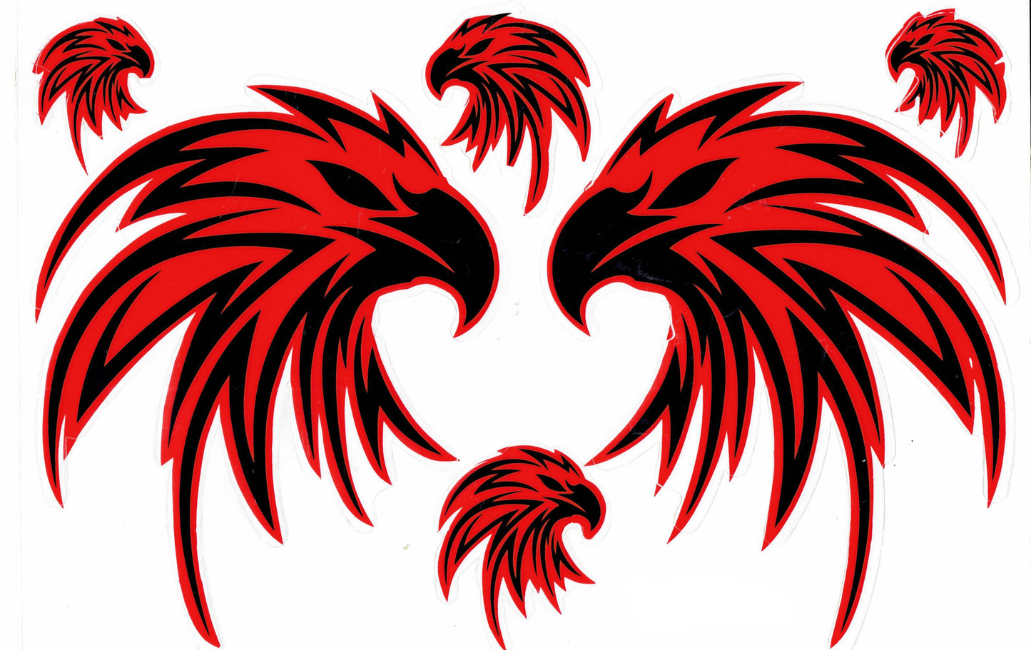 Adler Kopf Schwingen Flügel Aufkleber Sticker Motorrad Roller Skateboard Auto Tuning Modellbau selbstklebend 288