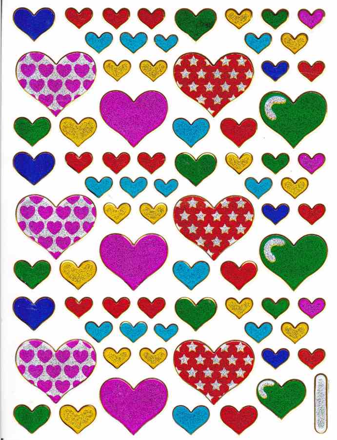Herz Herzen bunt Liebe Aufkleber Sticker metallic Glitzer Effekt für Kinder Basteln Kindergarten Geburtstag 1 Bogen 300