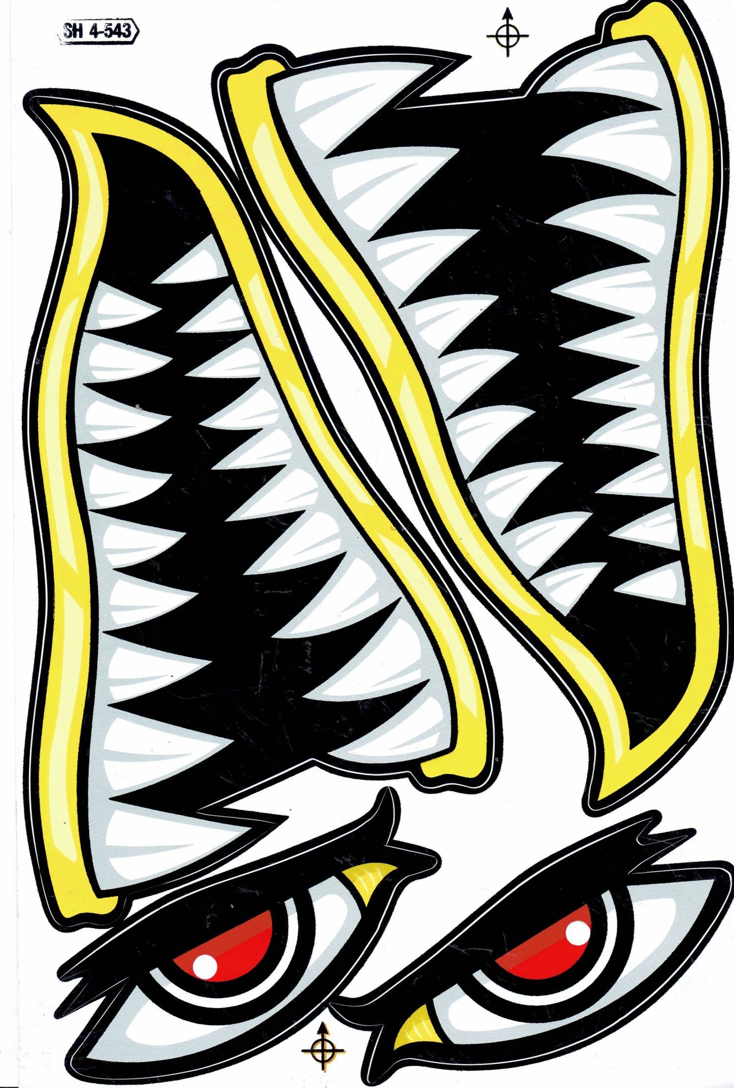 Requin bouche pharynx gullet dents autocollant moto scooter planche à roulettes voiture tuning modèle bâtiment auto-adhésif 314