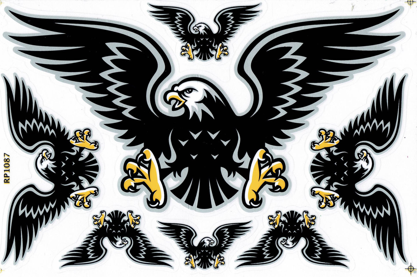 Tête d'aigle ailes battantes autocollant moto scooter planche à roulettes voiture tuning modèle bâtiment auto-adhésif 321