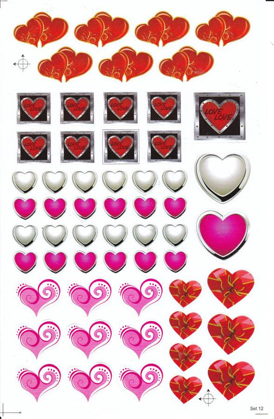 Coeurs Coeur Amour Autocollants pour Enfants Artisanat Maternelle Anniversaire 1 feuille 323