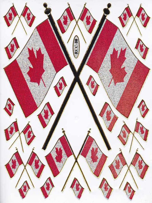 Drapeau Canada autocollant autocollant métallisé effet scintillant artisanat pour enfants maternelle 1 feuille 326