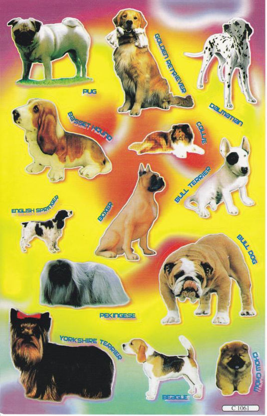 Hund Hunde Rüde Welpe Tiere Aufkleber Sticker für Kinder Basteln Kindergarten Geburtstag 1 Bogen 339