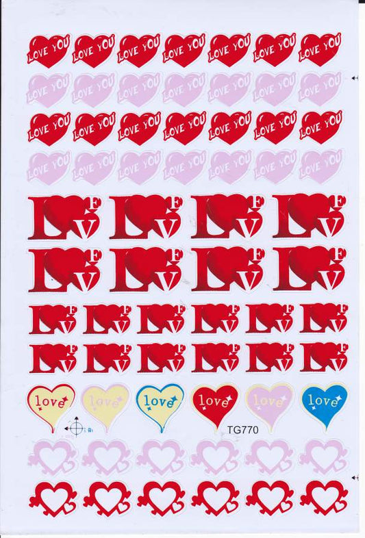 Coeurs Coeur Amour Autocollants pour Enfants Artisanat Maternelle Anniversaire 1 feuille 341