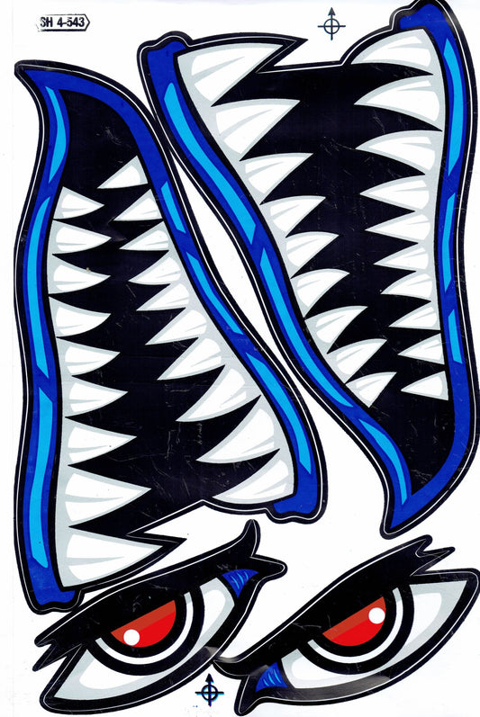 Requin bouche pharynx gullet dents autocollant moto scooter planche à roulettes voiture tuning modèle construction auto-adhésif 343