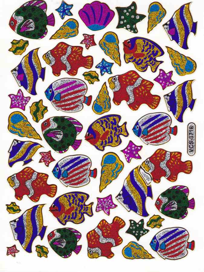 Fisch Sticker Metallic Glitzer – Bunte Unterwasserwelt Aufkleber