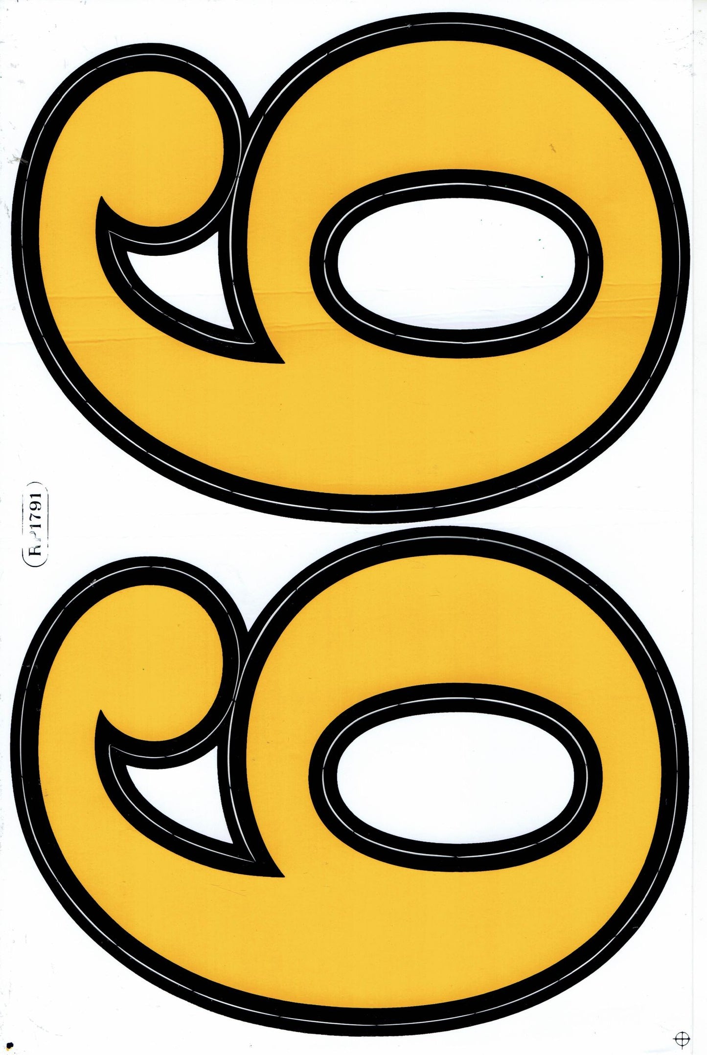 Grand numéro 6/9 jaune 165 mm de haut autocollant moto scooter planche à roulettes voiture tuning modèle bâtiment auto-adhésif 350