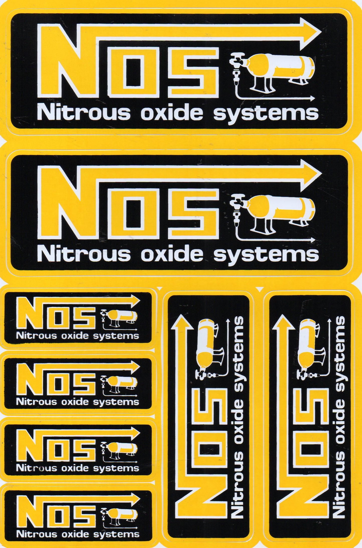 NOS NOS jaune logo autocollant moto scooter planche à roulettes voiture tuning modèle bâtiment auto-adhésif 351