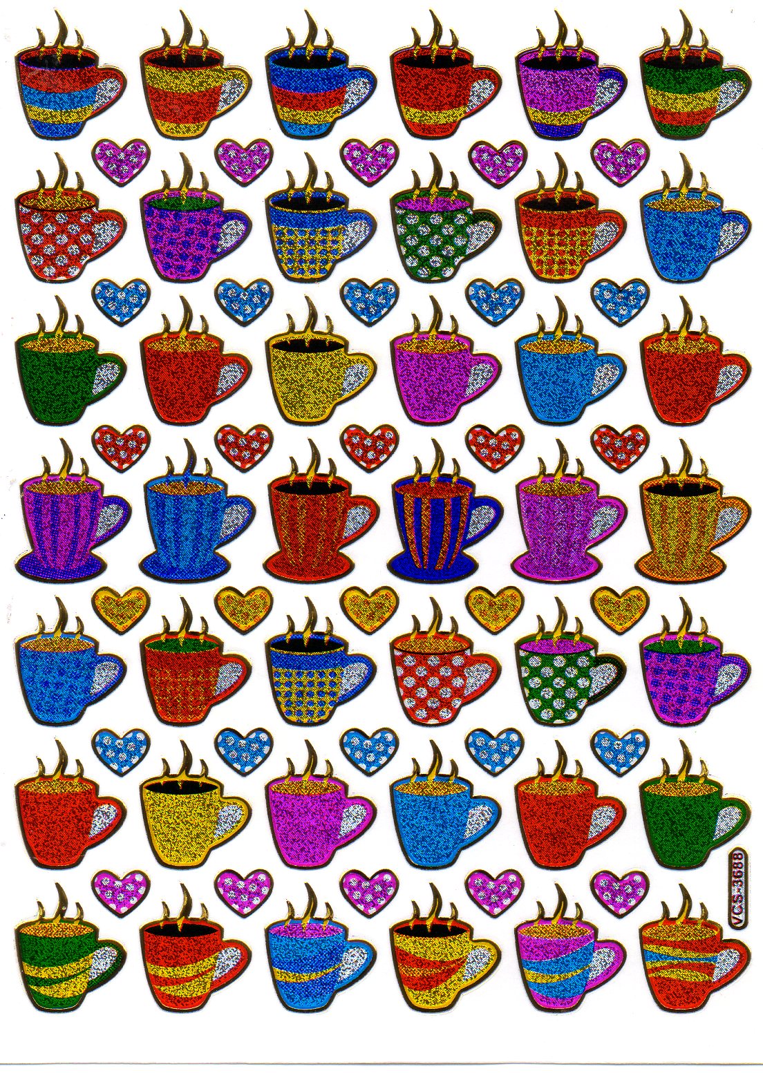 Pot de thé café tasse autocollants autocollants métallisé paillettes effet école bureau dossier enfants artisanat maternelle 1 feuille 362