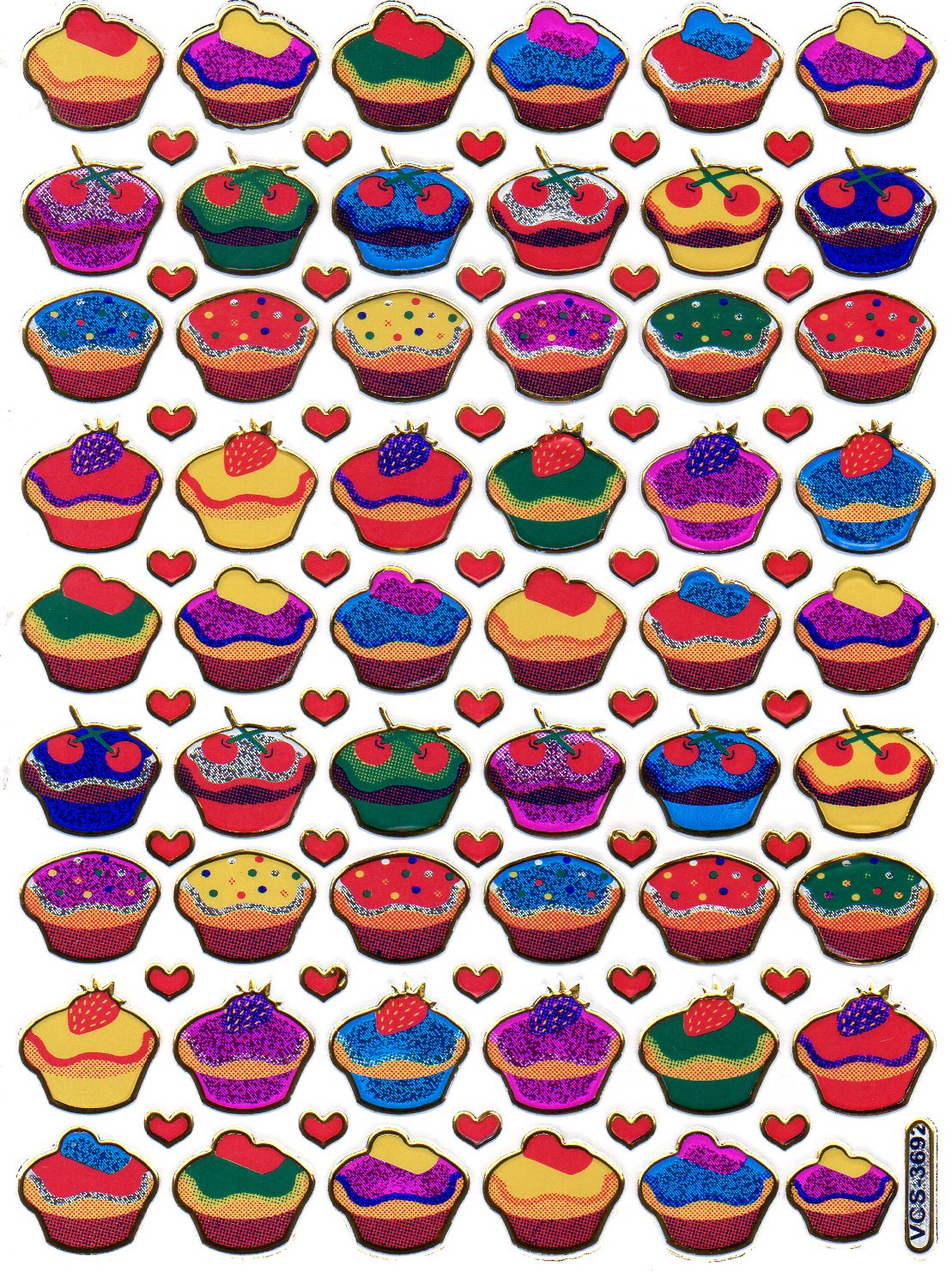 Muffin gâteau cupcake autocollants autocollants métallique effet scintillant école enfants artisanat maternelle 1 feuille 363