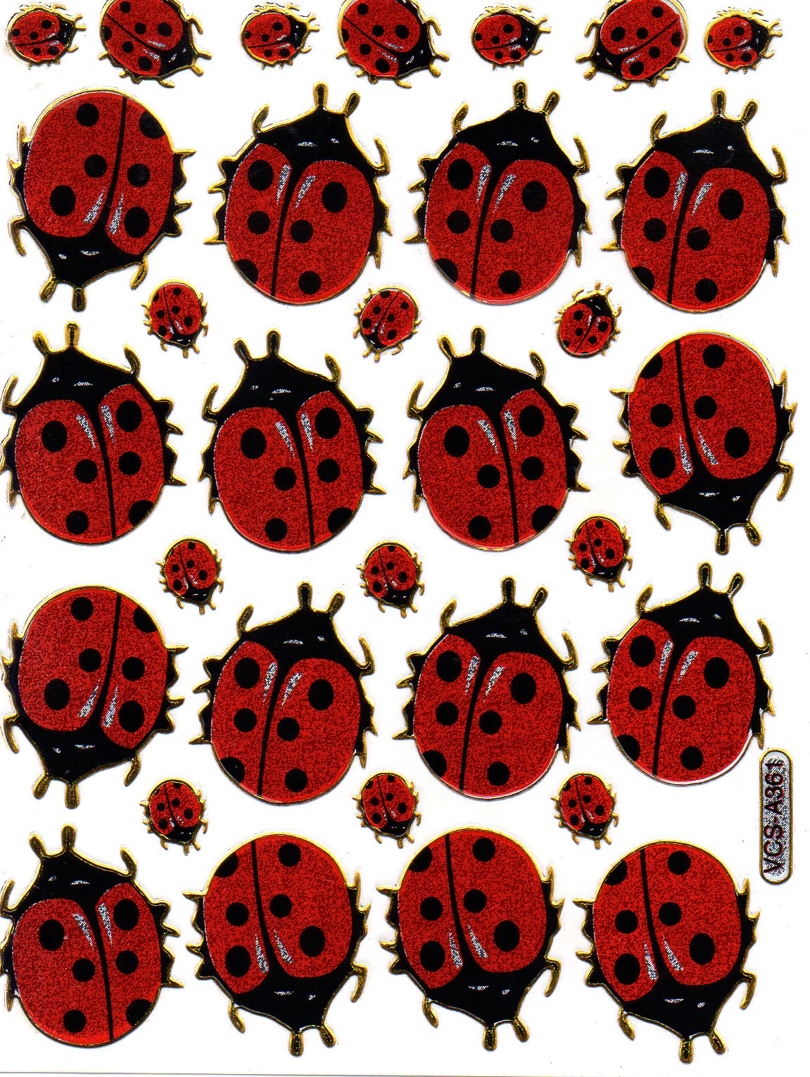Coccinelle scarabée insecte coloré animaux autocollant métallique effet scintillant enfants artisanat maternelle 1 feuille 364