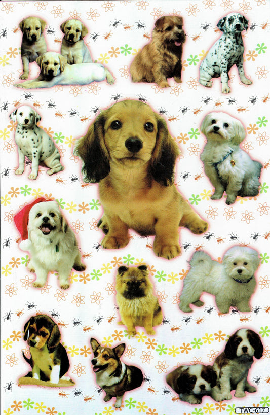 Chien chiens mâle chiot animaux autocollants pour enfants artisanat maternelle anniversaire 1 feuille 297