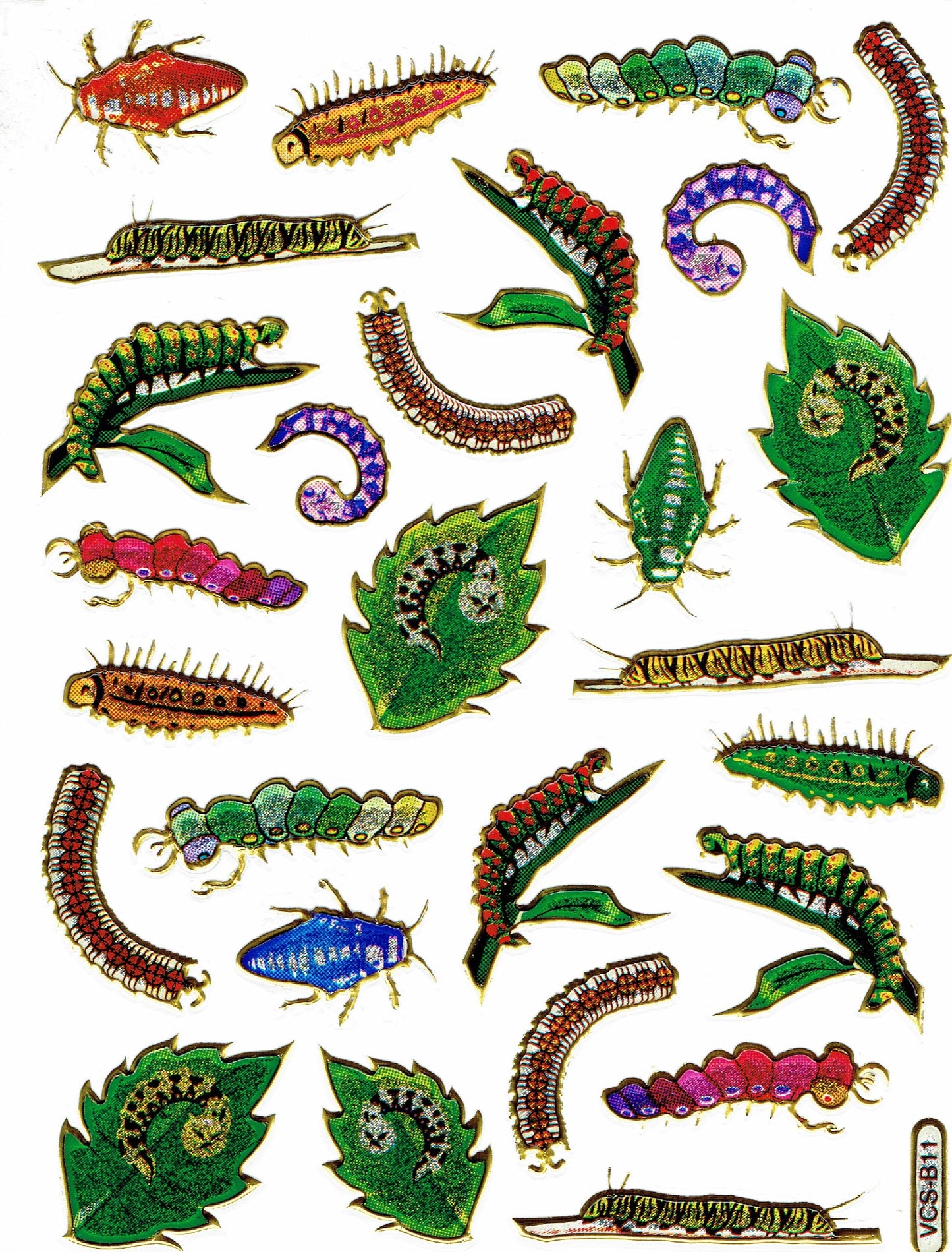Chenille insectes coléoptères animaux colorés autocollant métallique effet scintillant enfants artisanat maternelle 1 feuille 378