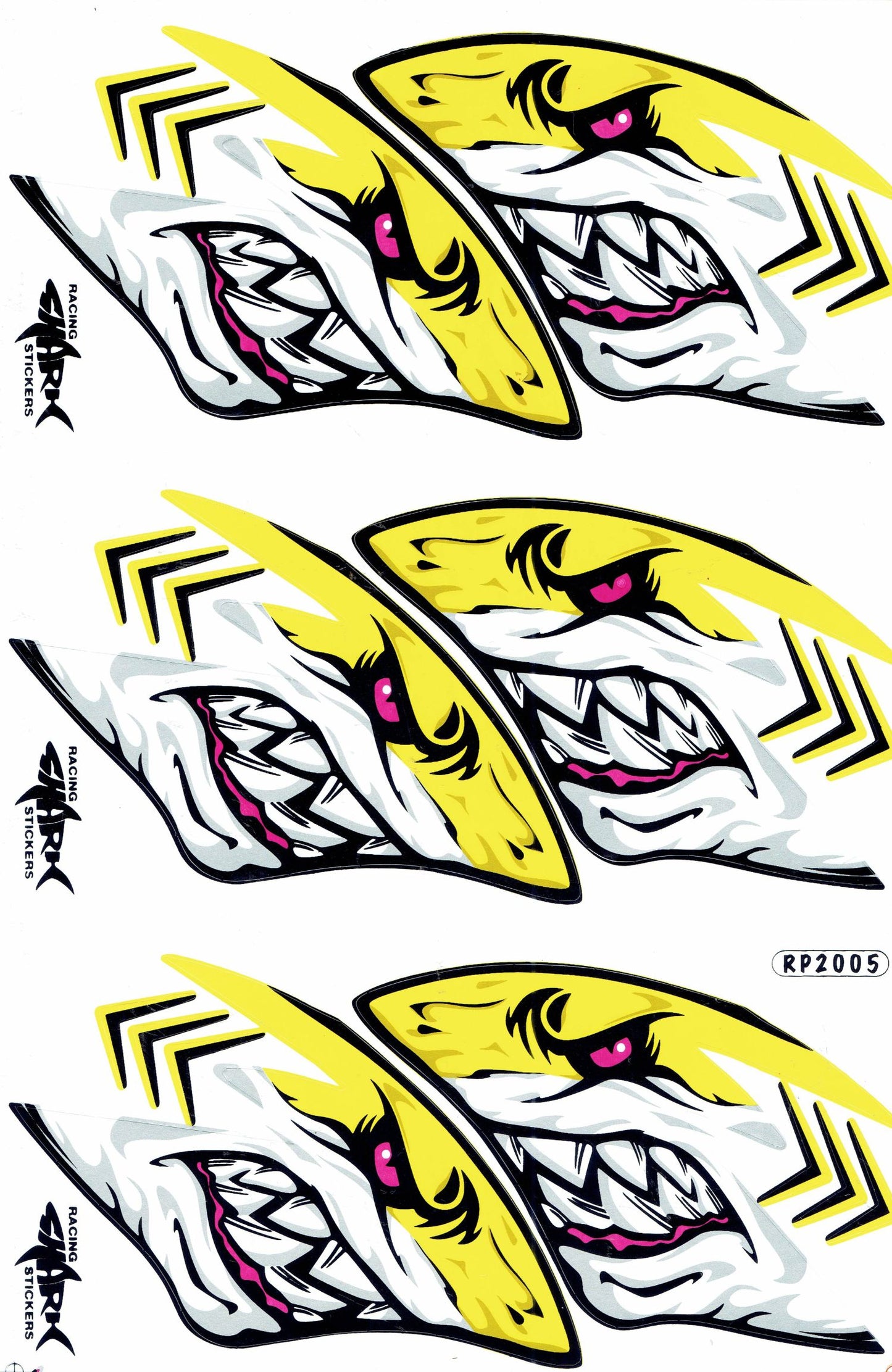 Requin jaune autocollant moto scooter skateboard voiture tuning modélisme auto-adhésif 378