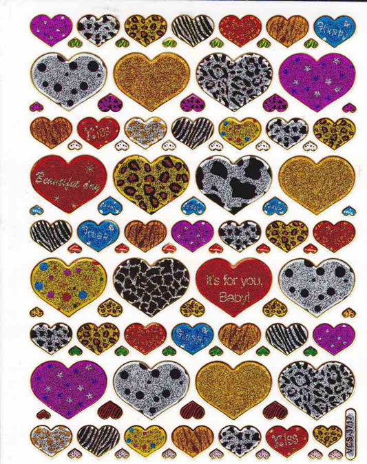 Herz Herzen bunt Liebe Aufkleber Sticker metallic Glitzer Effekt für Kinder Basteln Kindergarten Geburtstag 1 Bogen 385