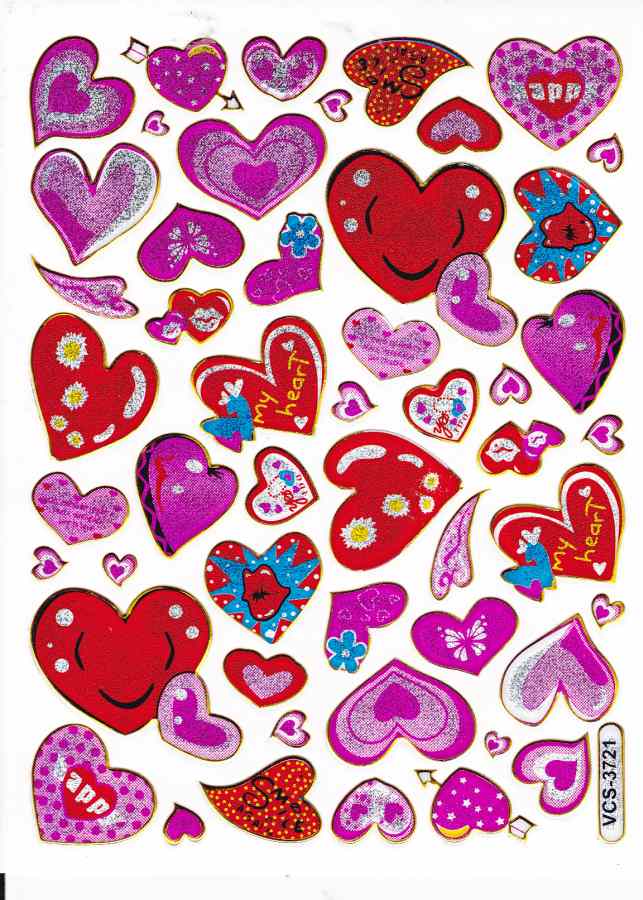 Herz Herzen bunt Liebe Aufkleber Sticker metallic Glitzer Effekt für Kinder Basteln Kindergarten Geburtstag 1 Bogen 395