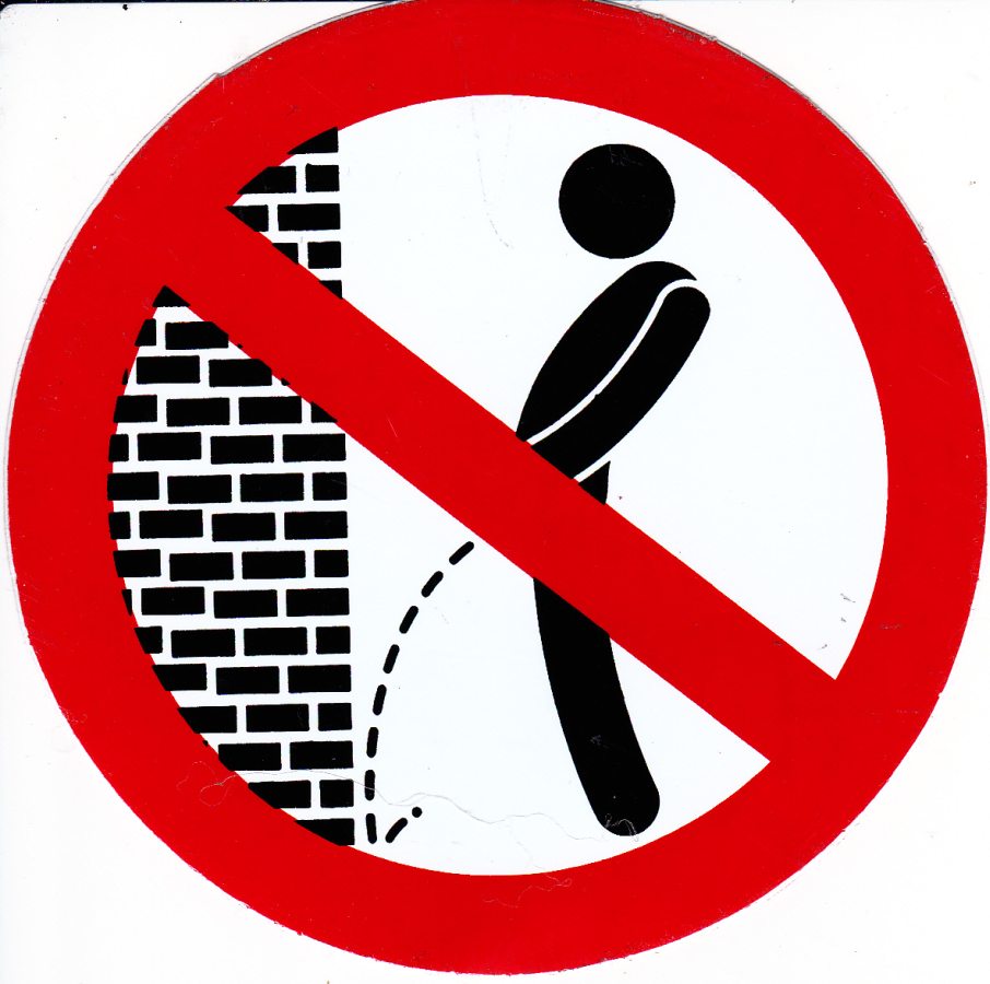 Autocollant rond "pipi sur le mur" interdit 397