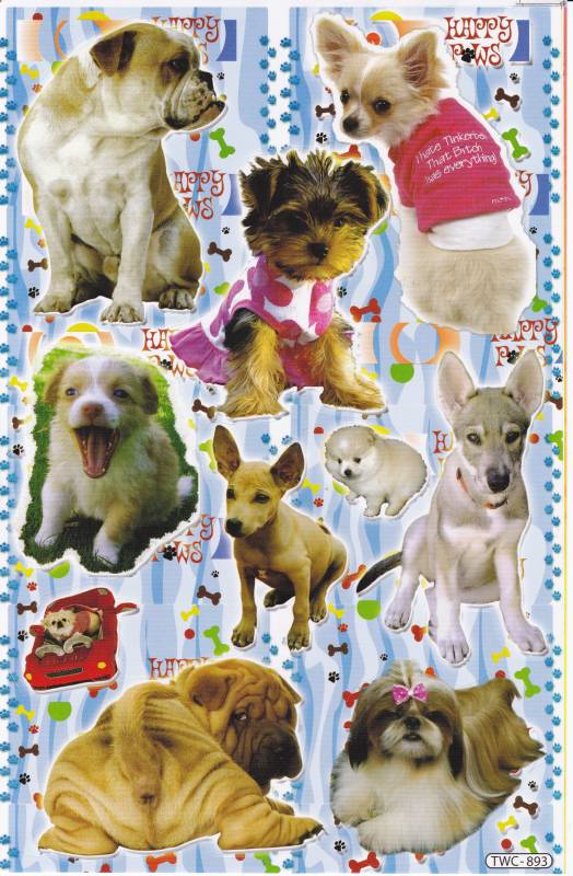 Chien chiens mâle chiot animaux autocollants pour enfants artisanat maternelle anniversaire 1 feuille 343