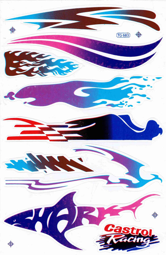 Flammen Feuer bunt Aufkleber Sticker Motorrad Roller Skateboard Auto Tuning selbstklebend 405