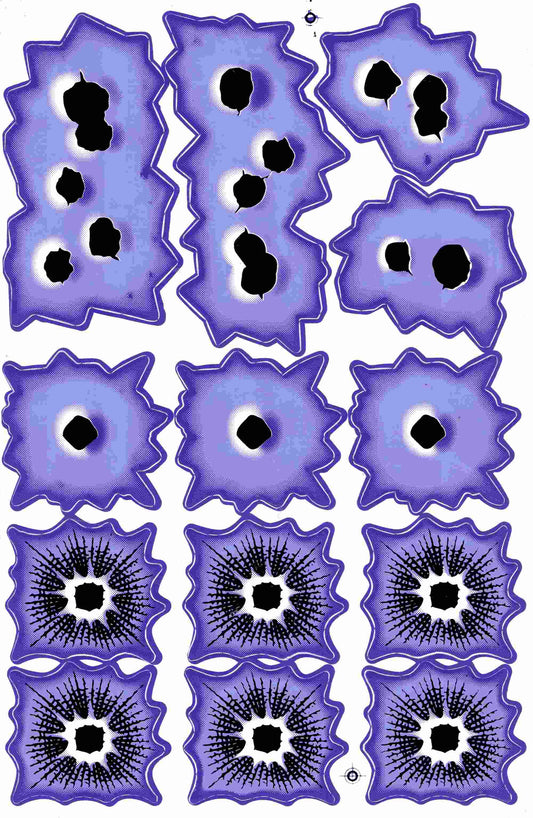 Einschusslöcher lila Aufkleber Sticker Motorrad Roller Skateboard Auto Tuning selbstklebend 413