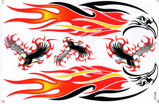 Adler Kopf Flammen Feuer rot Aufkleber Sticker Motorrad Roller Skateboard Auto Tuning Modellbau selbstklebend 416