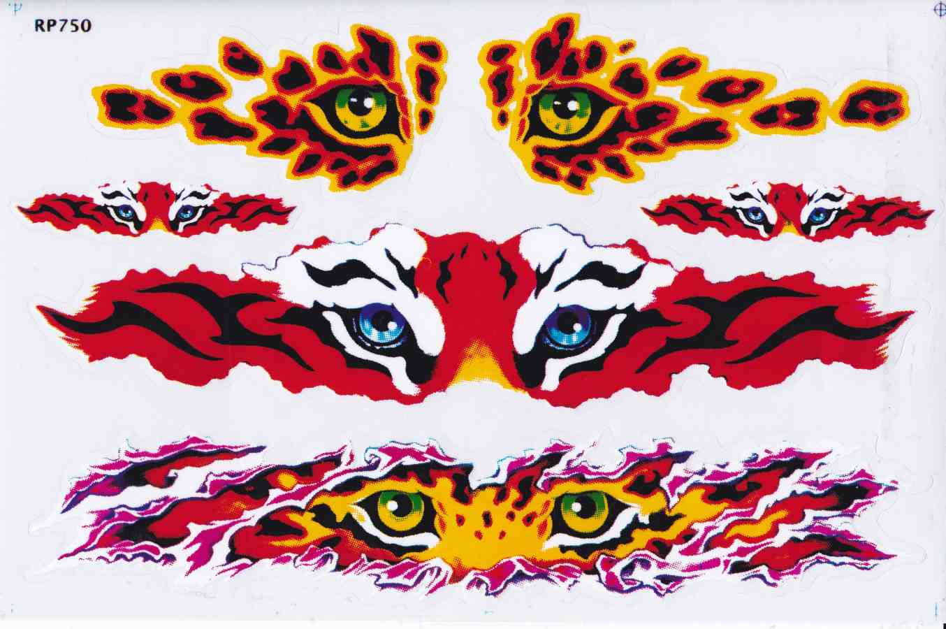 Tiger Flammen Feuer bunt Aufkleber Sticker Motorrad Roller Skateboard Auto Tuning Modellbau selbstklebend 421