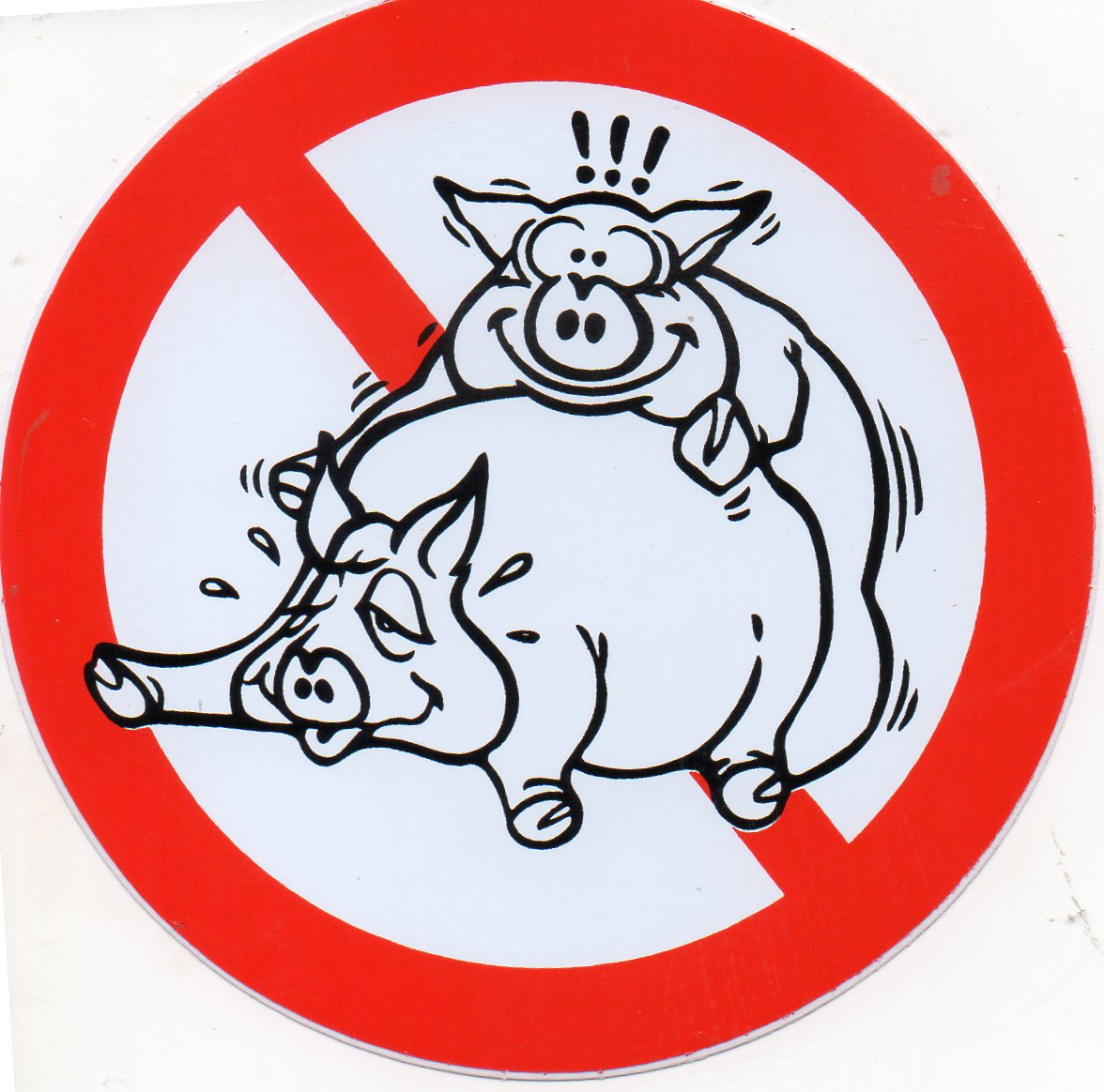 Forbidden "take pig from behind" round sticker sticker self-adhesive 436