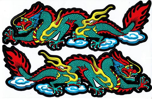 Dragon serpent vert autocollant moto scooter skateboard voiture tuning auto-adhésif 437