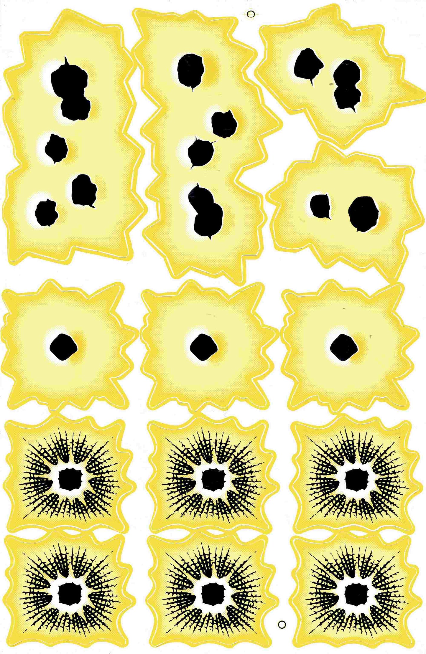 Einschusslöcher gelb Aufkleber Sticker Motorrad Roller Skateboard Auto Tuning selbstklebend 440