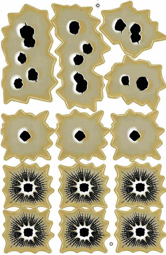Einschusslöcher gold Aufkleber Sticker Motorrad Roller Skateboard Auto Tuning selbstklebend 444