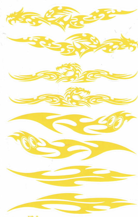 Flammen Feuer gelb Aufkleber Sticker Motorrad Roller Skateboard Auto Tuning Modellbau selbstklebend 474