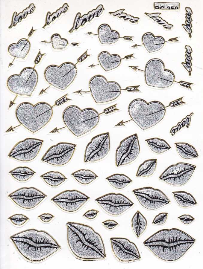 Coeur Coeurs Argent Amour Autocollant Effet Paillettes Métalliques pour Enfants Artisanat Maternelle 1 feuille 478