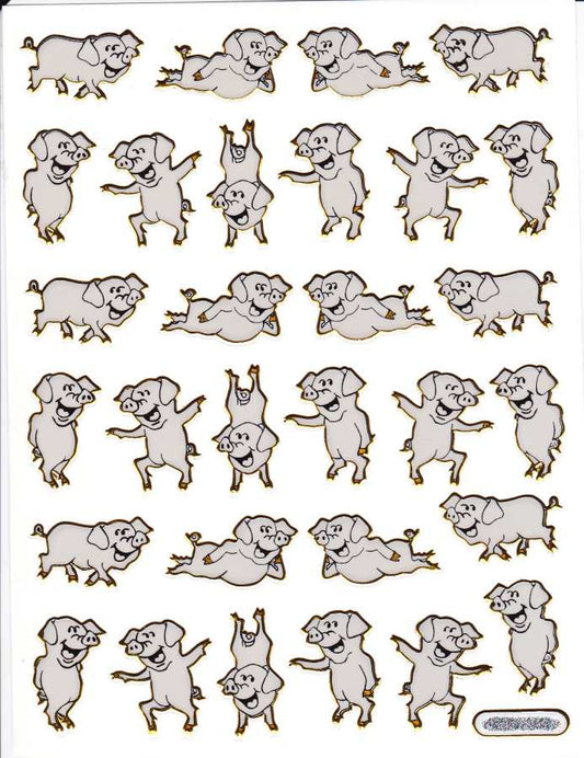 Diversité étincelante : Petits cochons colorés - Autocollants pailletés métalliques pour enfants, activités manuelles et maternelle, 1 feuille ST486