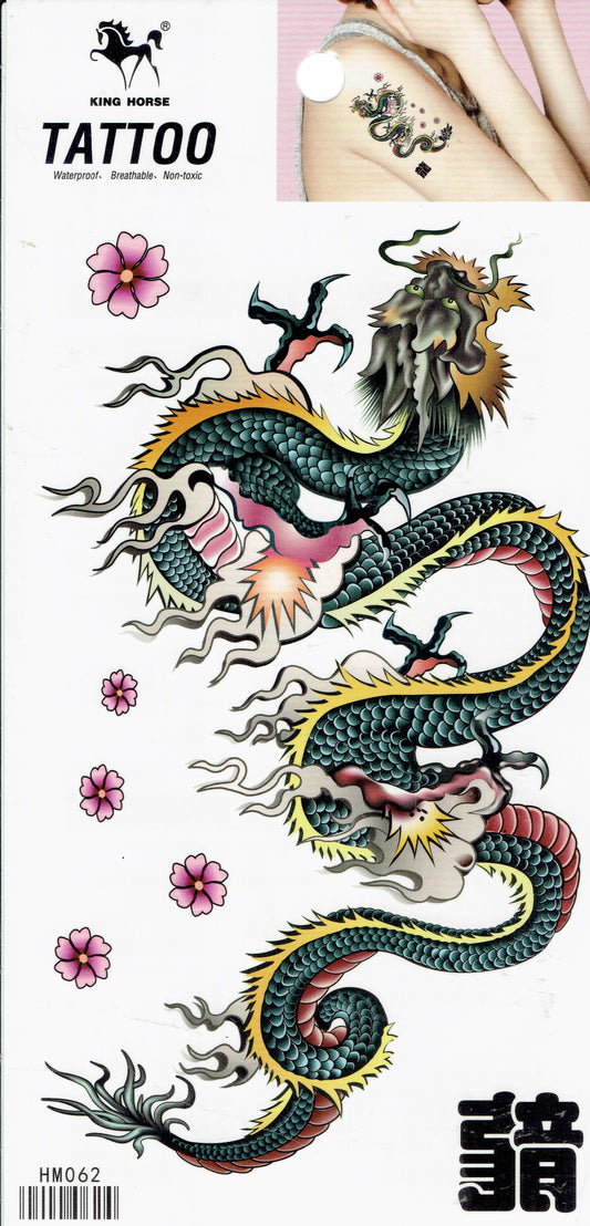 Tattoo - Schlange Drachen - Aufkleber Sticker für Kinder Erwachsene 1 Bogen selbstklebend 16x10cm 499