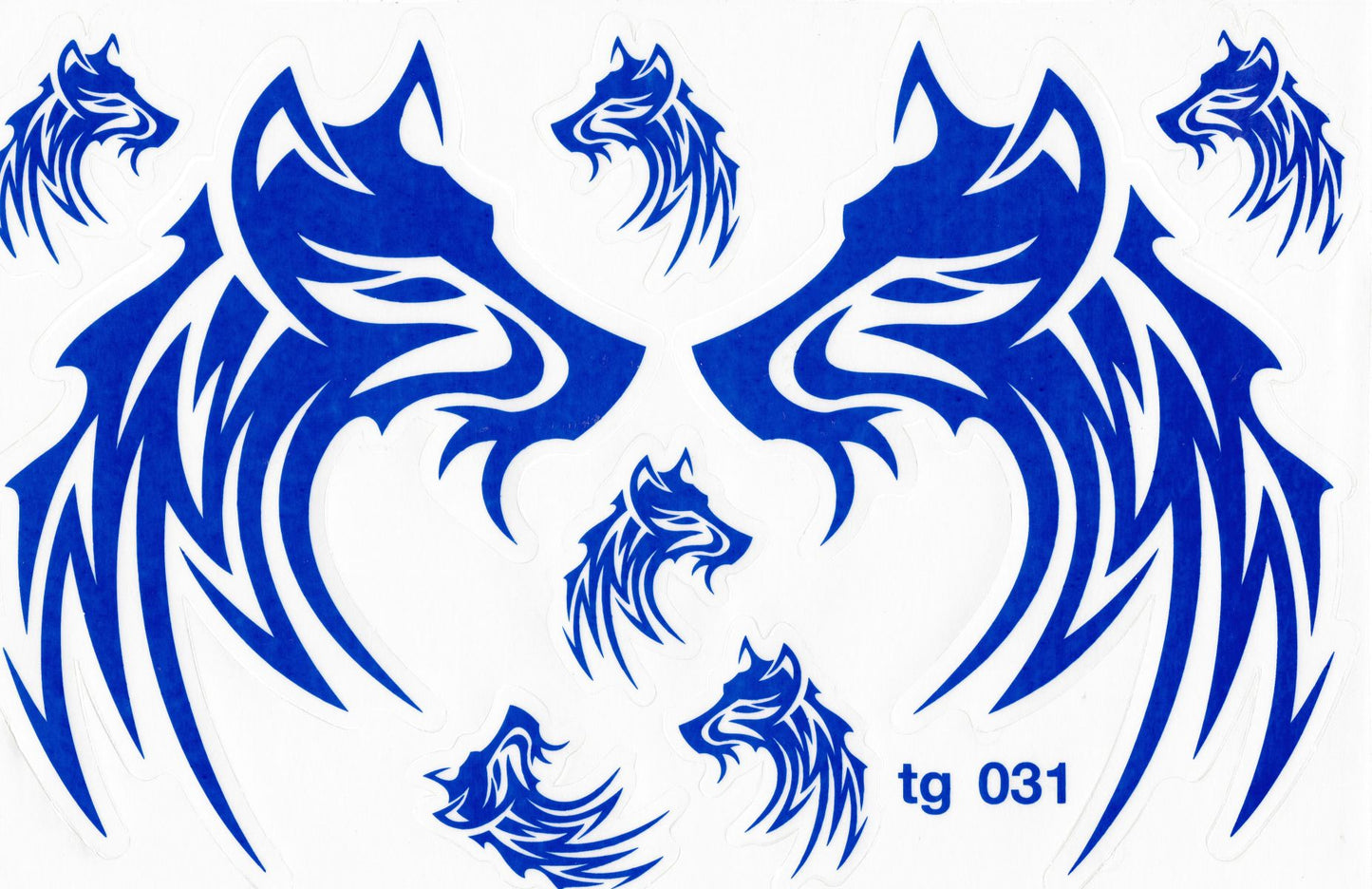 Loup flammes feu bleu autocollant moto scooter planche à roulettes voiture tuning modèle bâtiment auto-adhésif 500