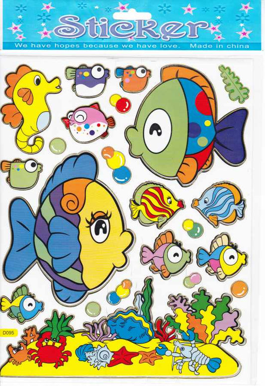 Poissons Mer Créatures Animaux Autocollants Colorés pour Enfants Artisanat Maternelle Anniversaire 1 Feuille 508