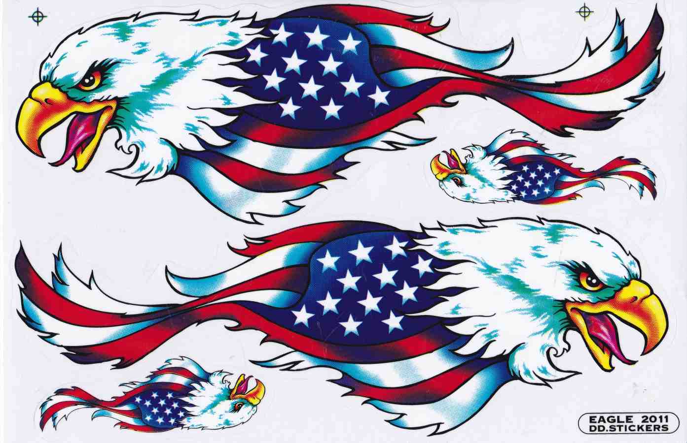 USA tête d'aigle flammes feu autocollant moto scooter planche à roulettes voiture tuning modèle bâtiment auto-adhésif 512