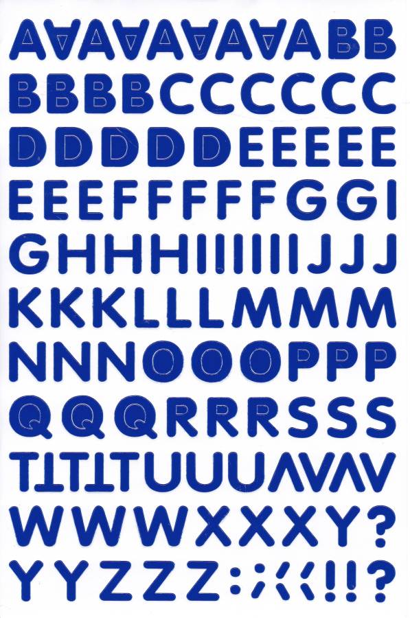 Lettres ABC bleu 17 mm haut autocollant pour dossiers de bureau enfants artisanat maternelle anniversaire 1 feuille 519