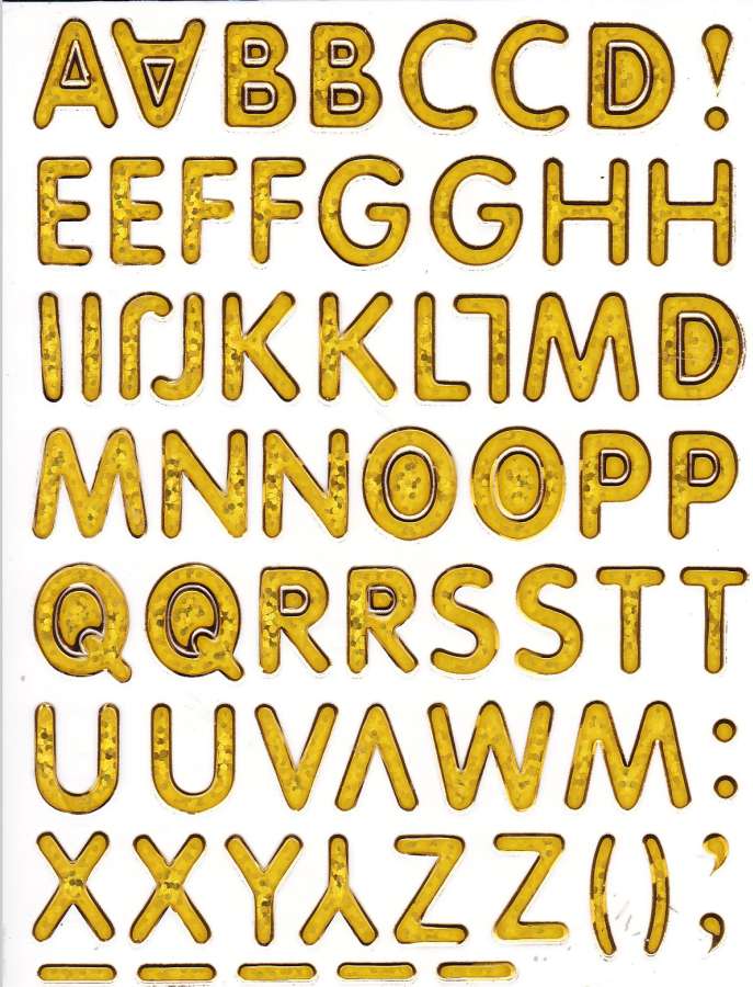 Lettres ABC or hauteur 14 mm autocollant autocollant métallisé paillettes effet école bureau dossier enfants artisanat maternelle 1 feuille 521